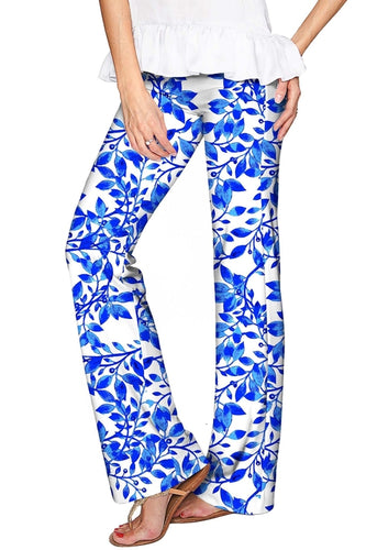 Whimsy Amelia Blue & White Print Palazzo Pant