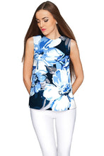 Memory Book Emily Blue Floral Print Sleeveless Top