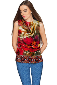 Free Spirit Emily Red Boho Sleeveless Party Top -