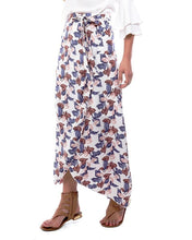 White Floral Print Faux Wrap Maxi Skirt