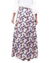 White Floral Print Faux Wrap Maxi Skirt