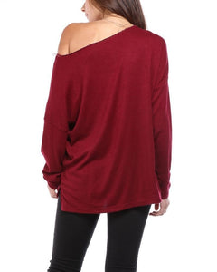 Red Star Print Slouchy Jumper