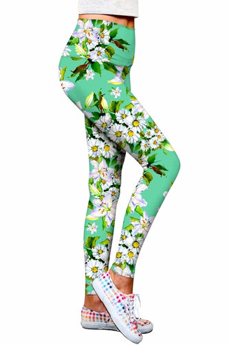 Flower Party Lucy Green Performance Eco Leggings -