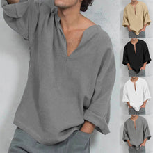 Baggy Casual Solid Long Sleeve V-neck T Shirt