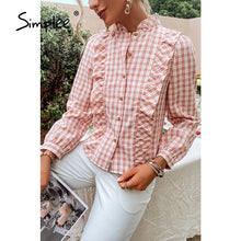 Plaid blouse with ruffles female