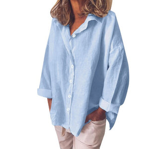 Casual Solid Loose Shirt Blouse