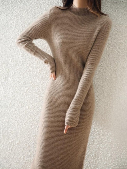 Warm Knitted Dress 100% Pure Merino Wool