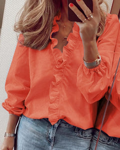Casual Blouse Long Sleeve with Ruffles