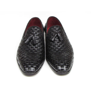 Paul Parkman Men's Tassel Loafer Black Woven Leather (ID#085-BLK)