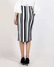 Black Stripes White Pencil Skirt