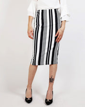 Black Stripes White Pencil Skirt