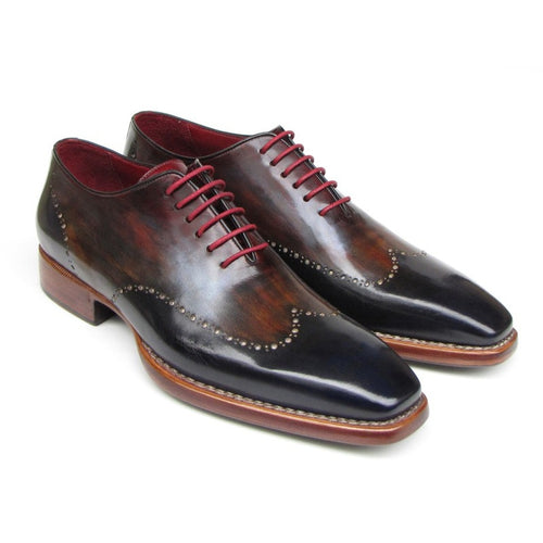Paul Parkman Men's Wingtip Oxford Goodyear Welted Navy Red Black (ID#081-MIX)