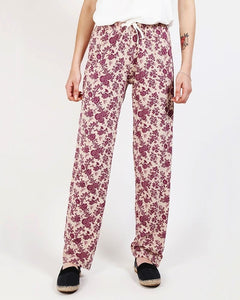 Floral Print Beige Leisure Trousers