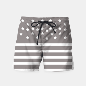 Grey and White Stars & Stripes Swim Shorts