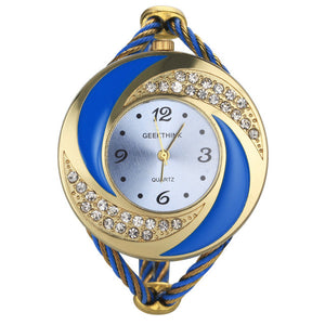 Rhinestone Whirlwind Design Metal Bracelet Quartz Watch