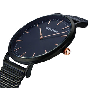 Men's Casual Japan quartz-watch stainless steel Mesh strap ultra thin
