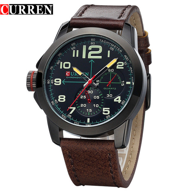 Men's Casual Watch thick Leather band