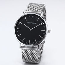 Men's Casual Black  quartz-watch stainless steel Wooden Face ultra thin