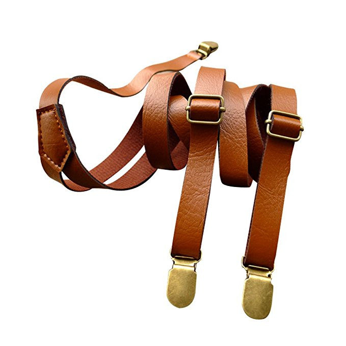 PU Leather Fully Adjustable Clip On Suspender