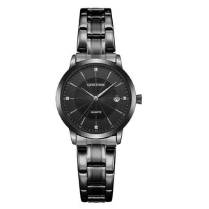 Women's Luxury Black Stainless Steel Quartz Watch