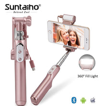 Bluetooth Monopod Self Stick with Rear Mirror and Light Remote Shutter