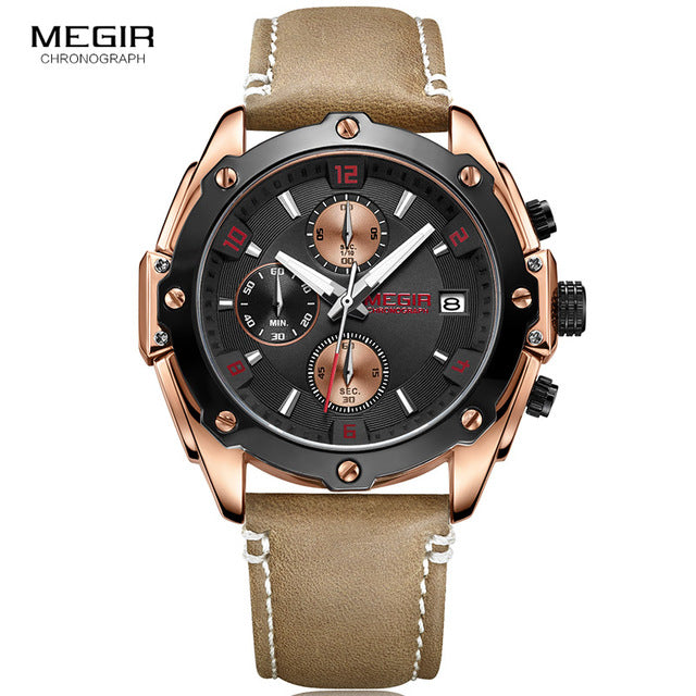 Men's Fashion Casual Business Wrist Watch Leather Strap