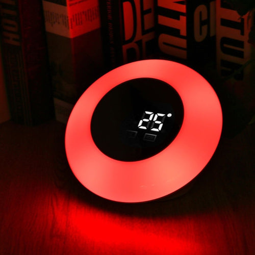 Portable RGB Temperature Unit LED Mirror Clock with Touch Screen