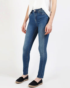 Raw Hem Blue Skinny Jeans